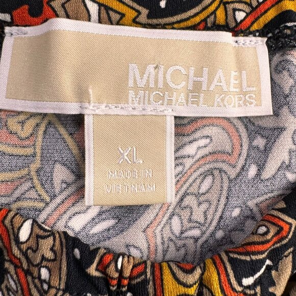 Michael Kors Paisley Shirt Womens XL Babydoll Y2K Dark Sweetheart Going Out - Picture 3 of 8